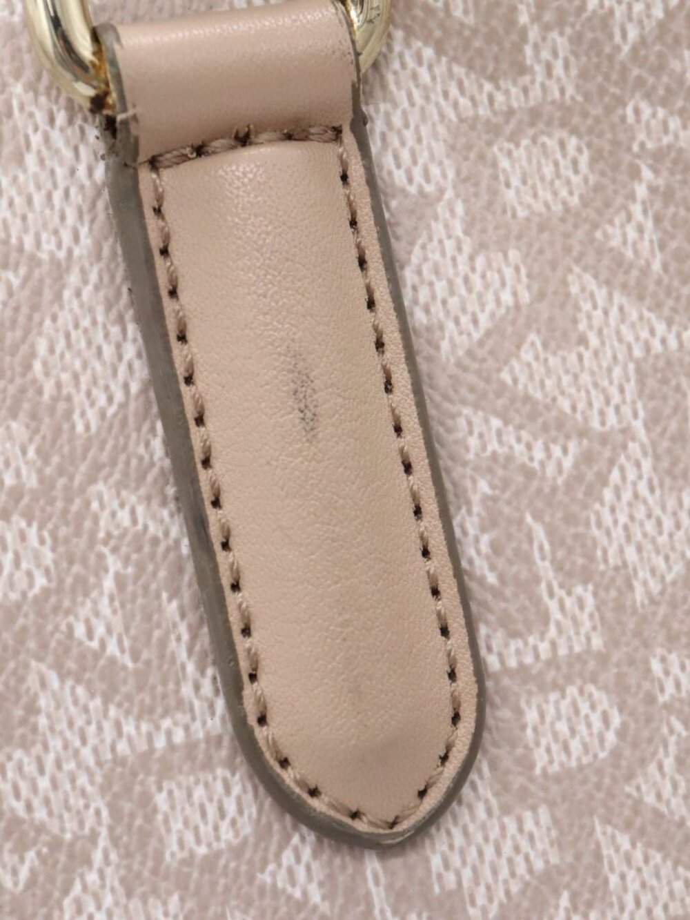 DKNY Tan / Cream Monogram Logo Satchel Tote Gold Hardware Shoulder Bag - Picture 7 of 16